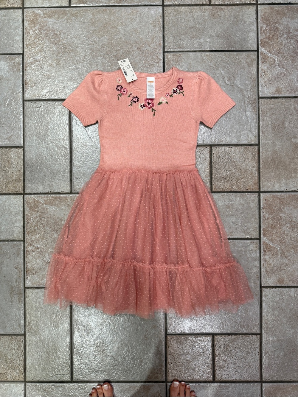 Gymboree size 12 Girls Pink Embroidered Tulle Dress